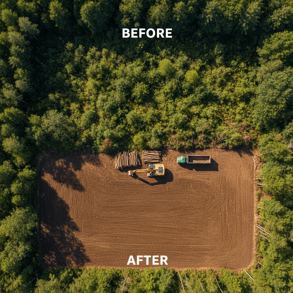 Cleared residential lot ready for construction or landscaping